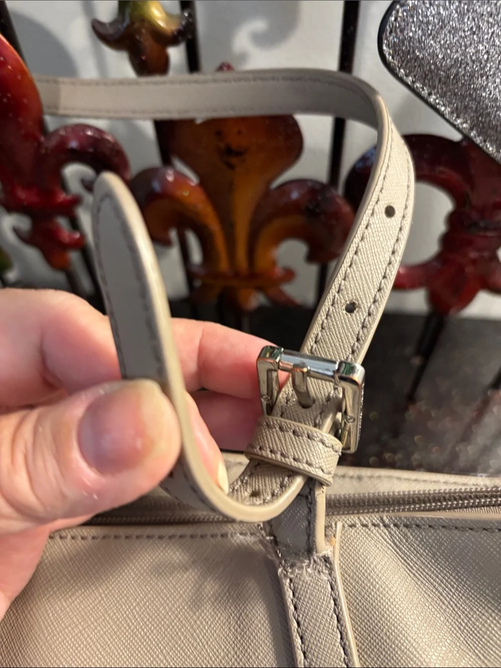 Tory Burch Neutral Beige Saffiano Tote
